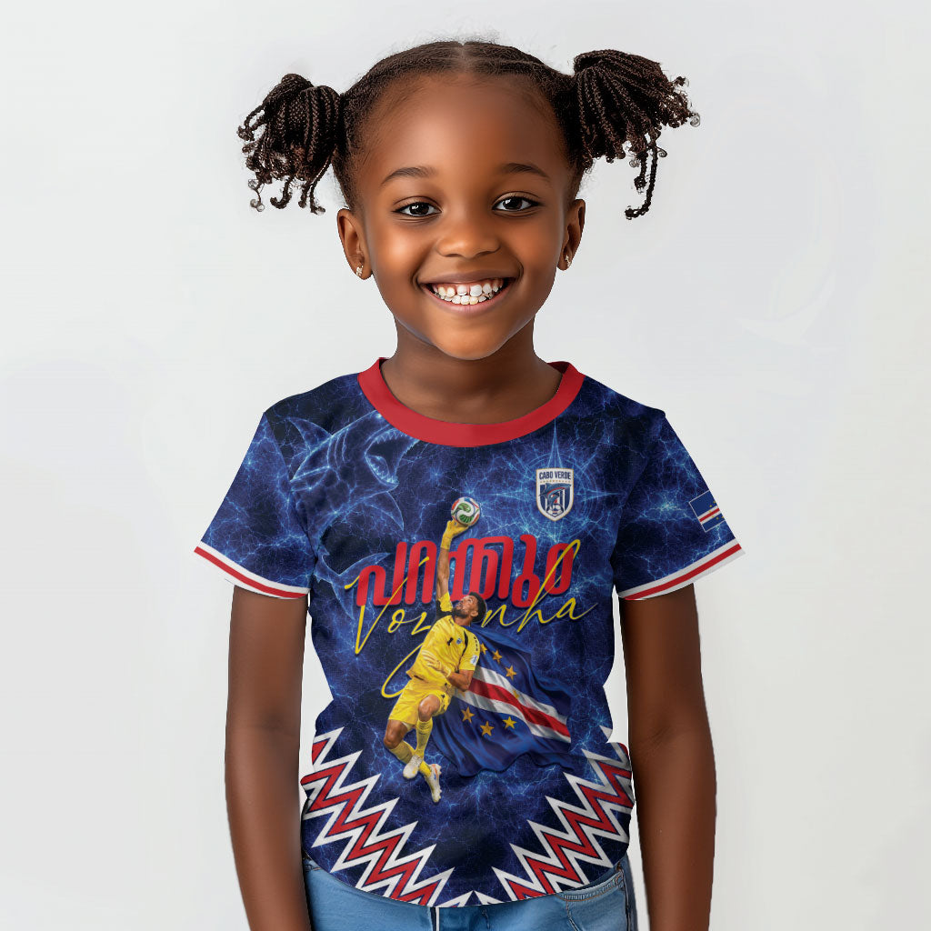 Cabo Verde Goalkeeper Vozinha Kid T shirt The Blue Wall Legend Glory
