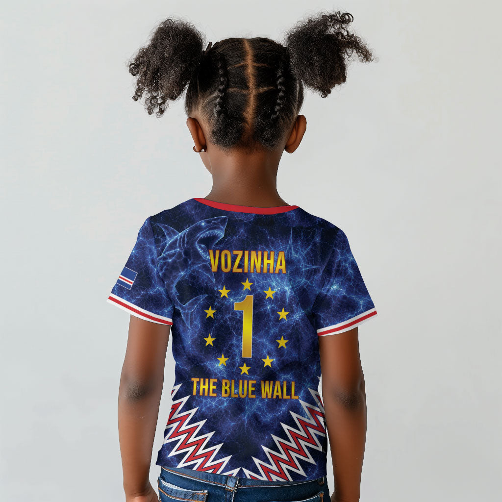 Cabo Verde Goalkeeper Vozinha Kid T shirt The Blue Wall Legend Glory