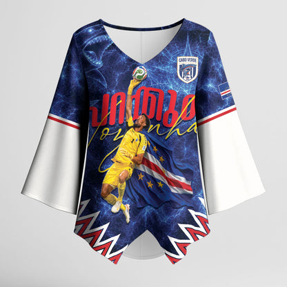 Cabo Verde Goalkeeper Vozinha Kimono Sleeve Blouse The Blue Wall Legend Glory