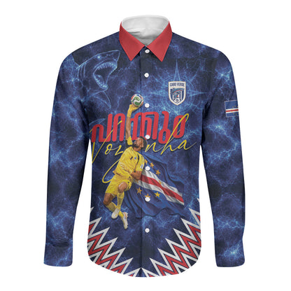 Cabo Verde Goalkeeper Vozinha Long Sleeve Button Shirt The Blue Wall Legend Glory