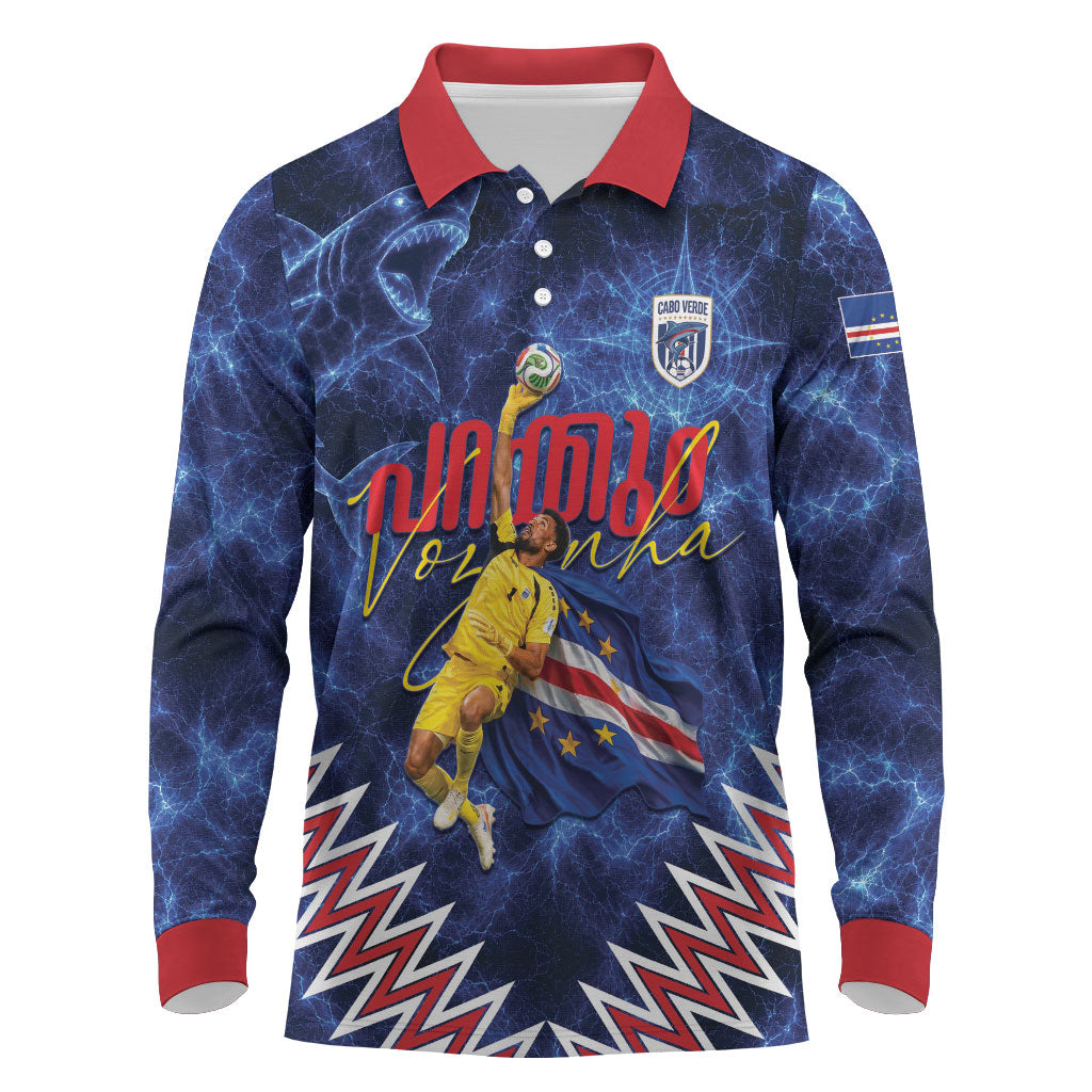 Cabo Verde Goalkeeper Vozinha Long Sleeve Polo Shirt The Blue Wall Legend Glory