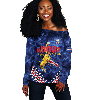 Cabo Verde Goalkeeper Vozinha Off Shoulder Sweater The Blue Wall Legend Glory
