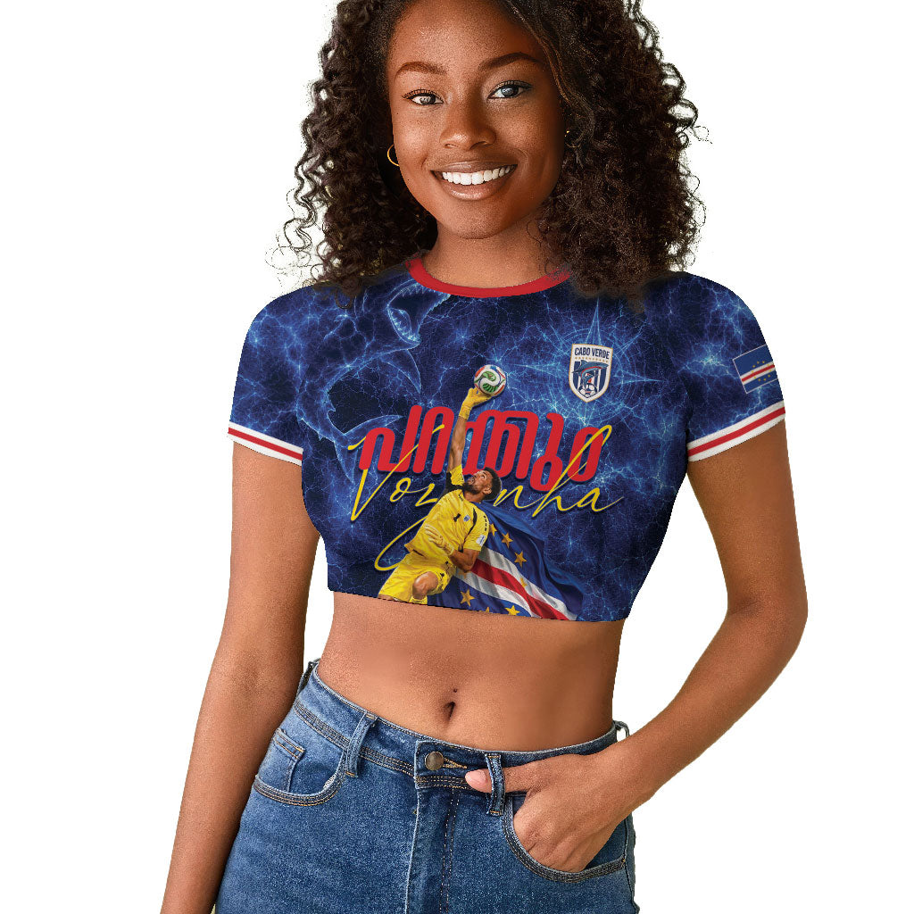 Cabo Verde Goalkeeper Vozinha Raglan Cropped T shirt The Blue Wall Legend Glory