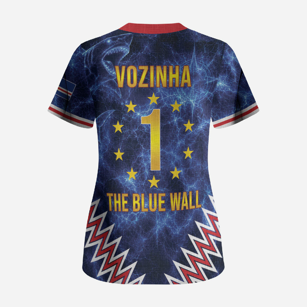Cabo Verde Goalkeeper Vozinha Scrub Top The Blue Wall Legend Glory