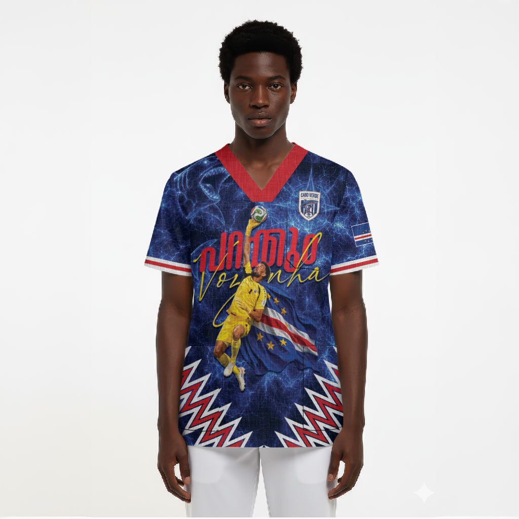 Cabo Verde Goalkeeper Vozinha Scrub Top The Blue Wall Legend Glory