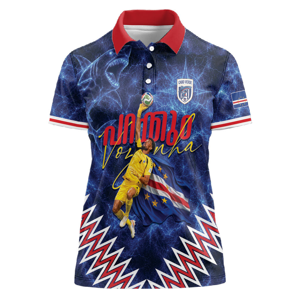 Cabo Verde Goalkeeper Vozinha Women Polo Shirt The Blue Wall Legend Glory