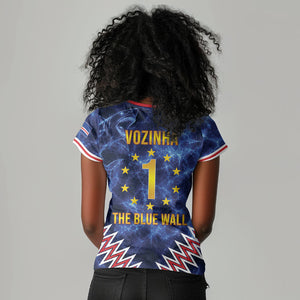 Cabo Verde Goalkeeper Vozinha Women V-Neck T-Shirt The Blue Wall Legend Glory