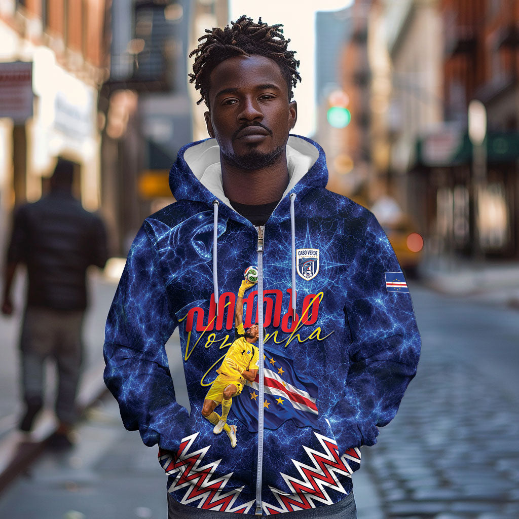 Cabo Verde Goalkeeper Vozinha Zip Hoodie The Blue Wall Legend Glory