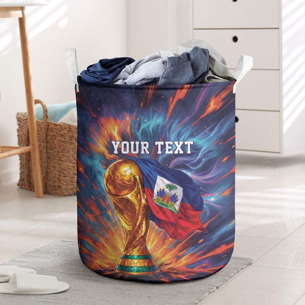 Personalized World Football 2026 Afro Haiti Laundry Basket Les Grenadiers Trophy Flag Art