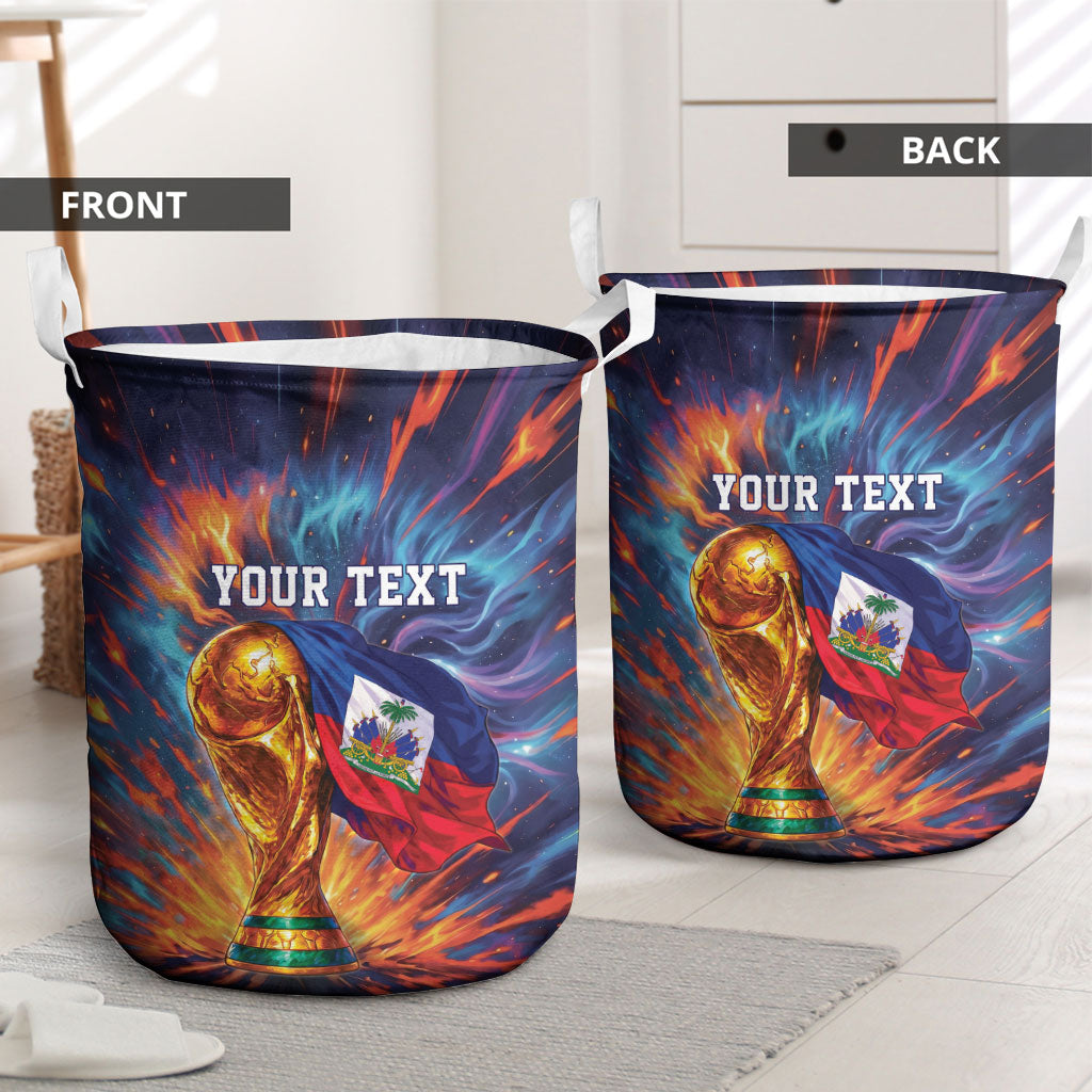 Personalized World Football 2026 Afro Haiti Laundry Basket Les Grenadiers Trophy Flag Art