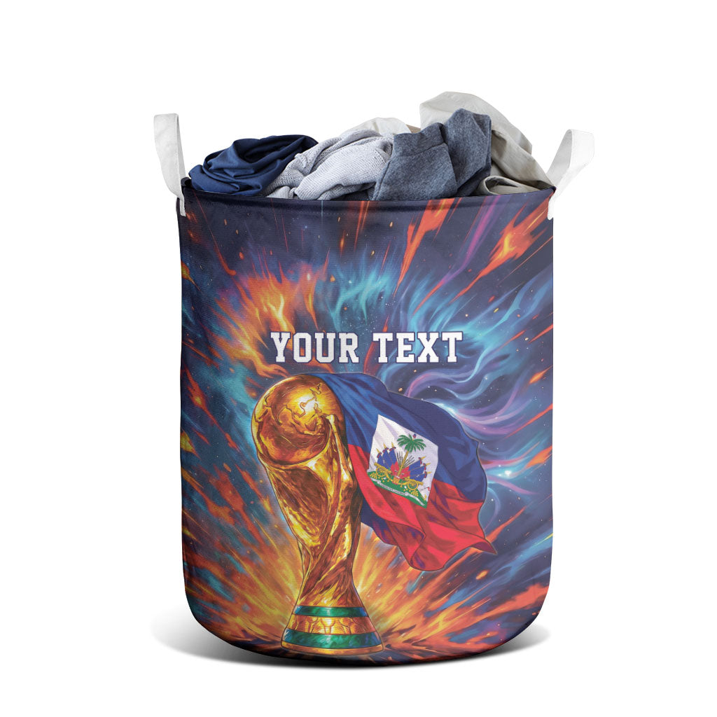 Personalized World Football 2026 Afro Haiti Laundry Basket Les Grenadiers Trophy Flag Art