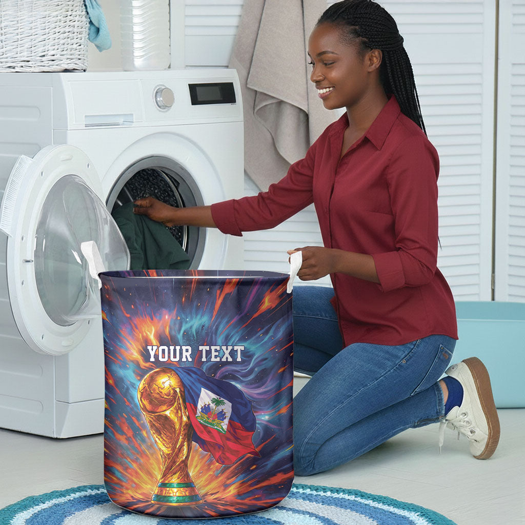 Personalized World Football 2026 Afro Haiti Laundry Basket Les Grenadiers Trophy Flag Art
