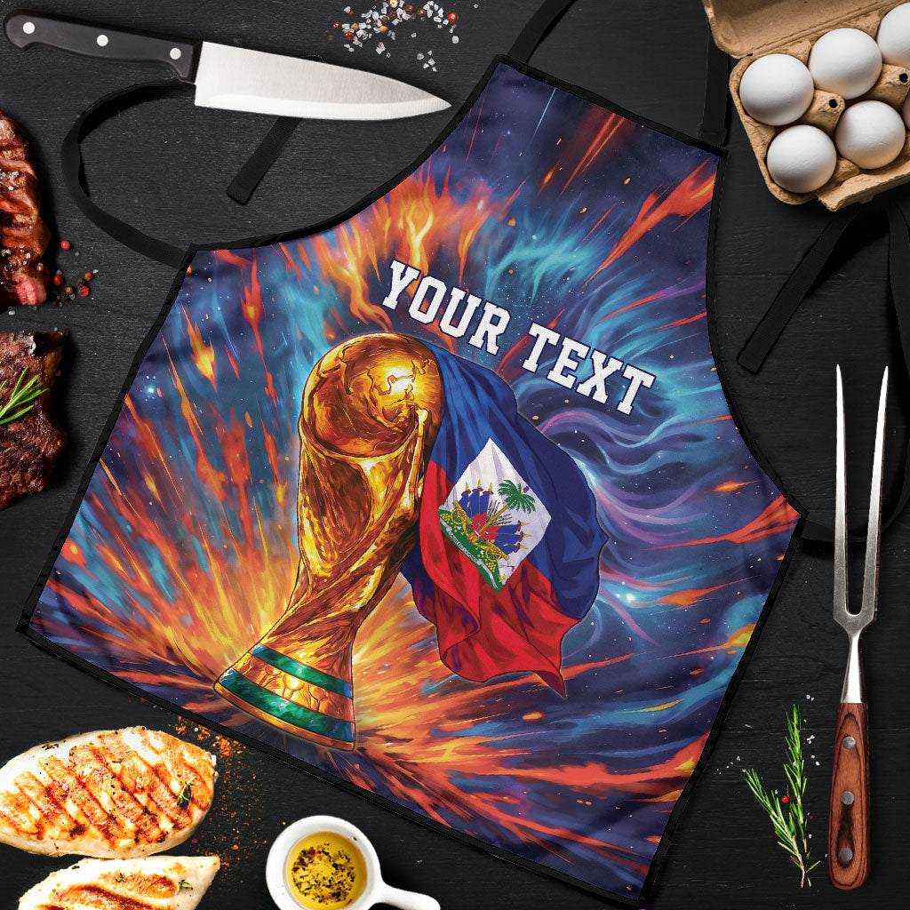 Personalized World Football 2026 Afro Haiti Apron Les Grenadiers Trophy Flag Art