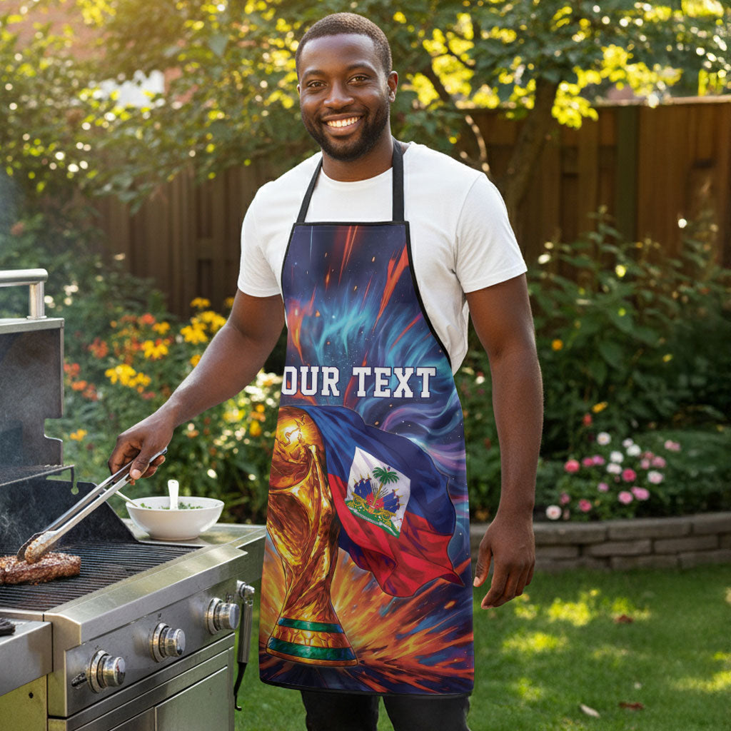 Personalized World Football 2026 Afro Haiti Apron Les Grenadiers Trophy Flag Art