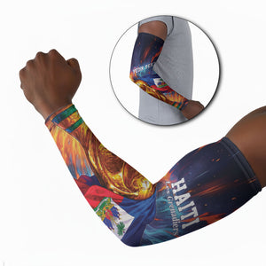 Personalized World Football 2026 Afro Haiti Arm Sleeves Les Grenadiers Trophy Flag Art