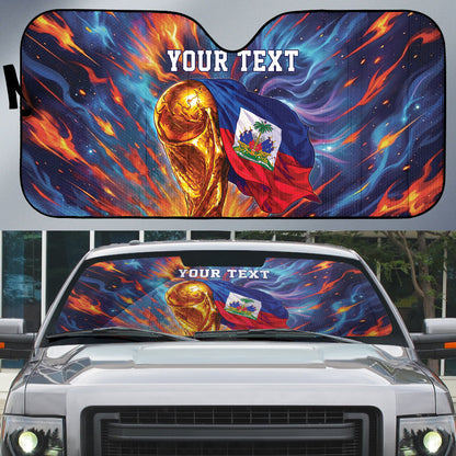 Personalized World Football 2026 Afro Haiti Auto Sun Shade Les Grenadiers Trophy Flag Art