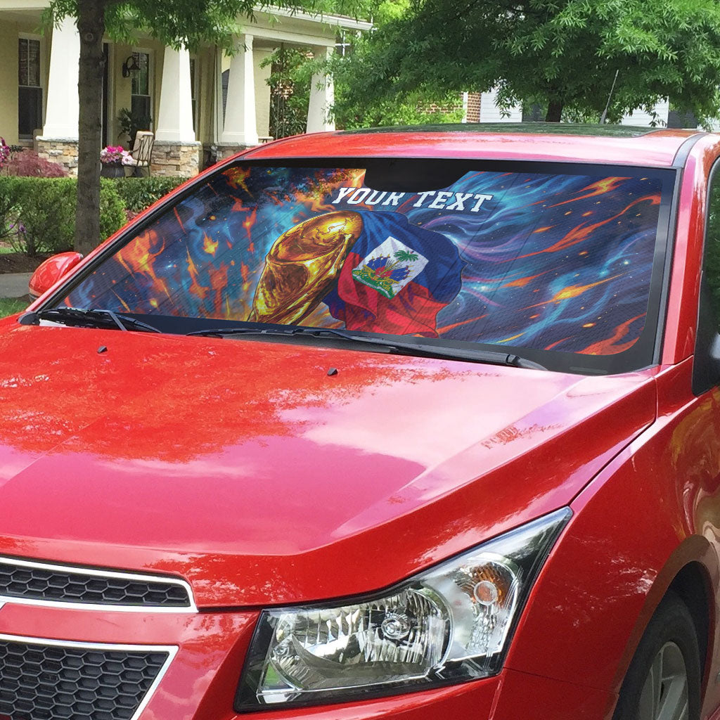 Personalized World Football 2026 Afro Haiti Auto Sun Shade Les Grenadiers Trophy Flag Art