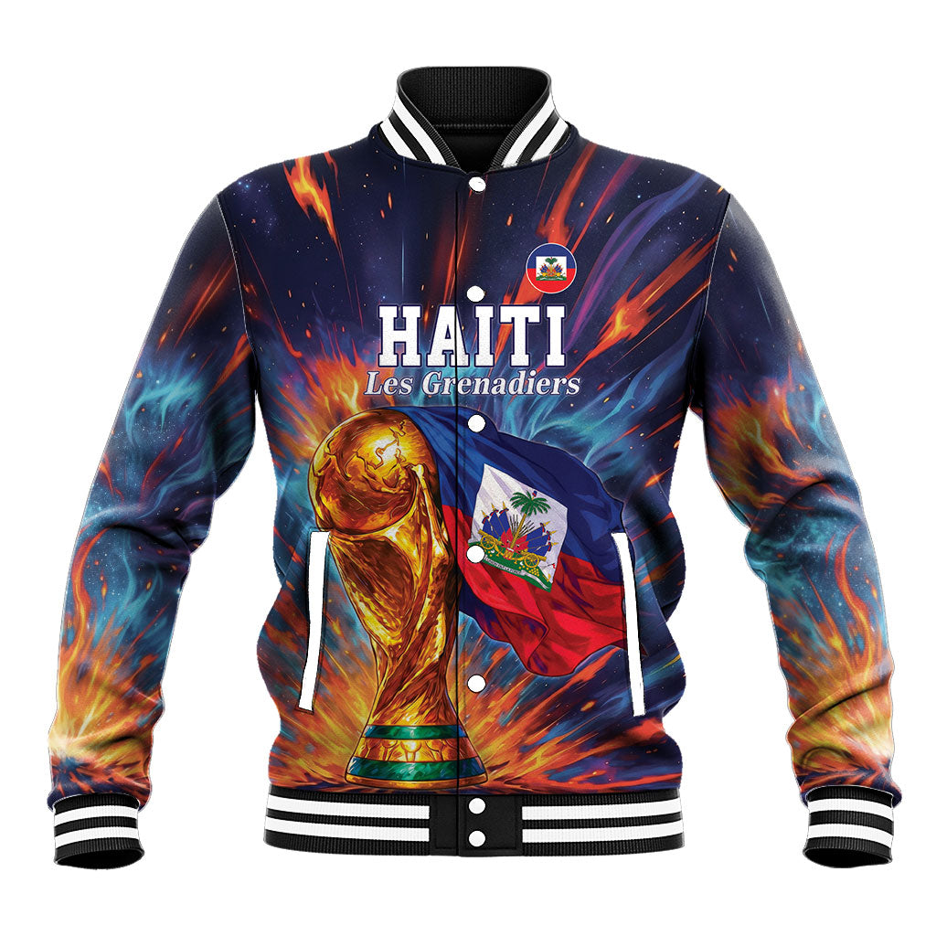 Personalized World Football 2026 Afro Haiti Baseball Jacket Les Grenadiers Trophy Flag Art