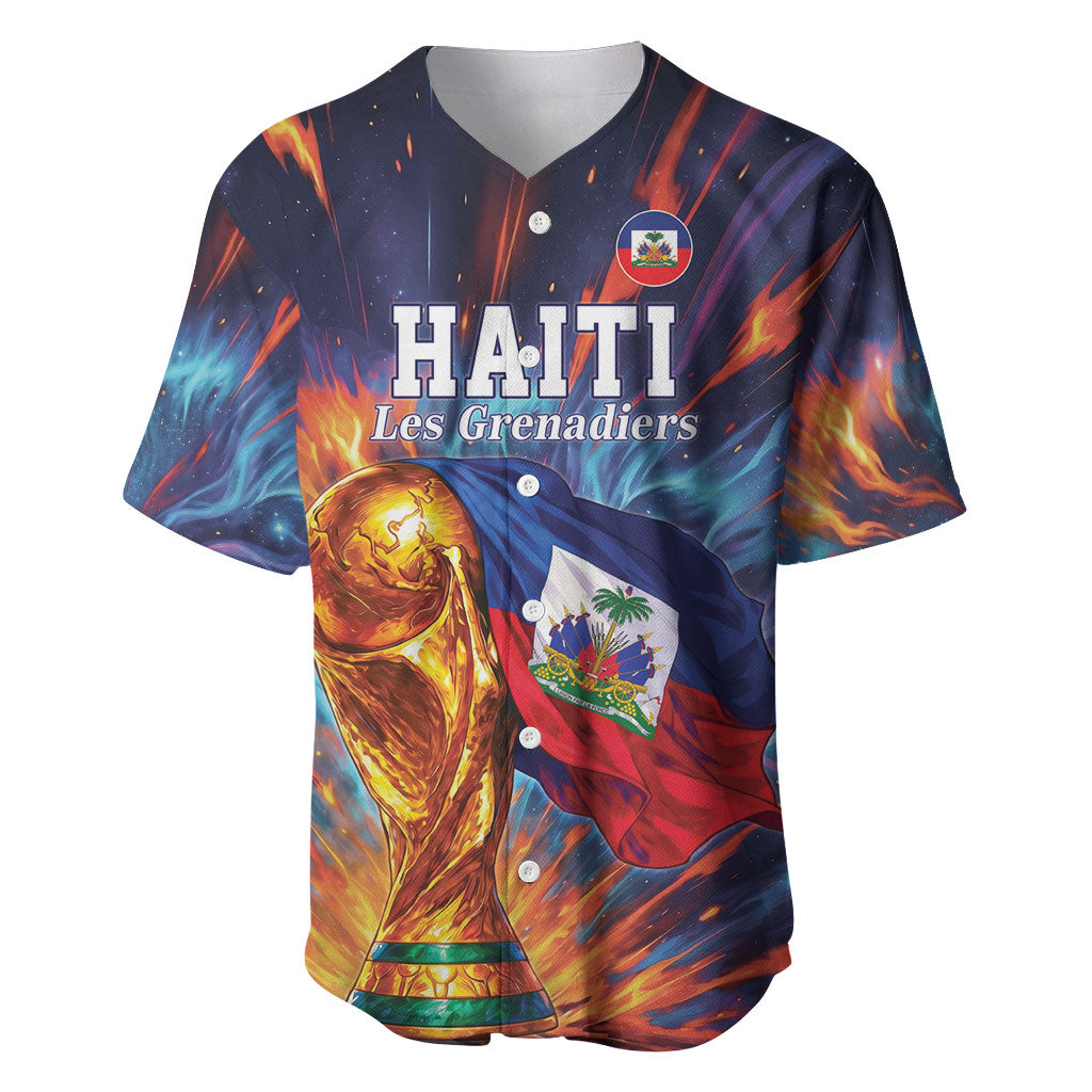 Personalized World Football 2026 Afro Haiti Baseball Jersey Les Grenadiers Trophy Flag Art