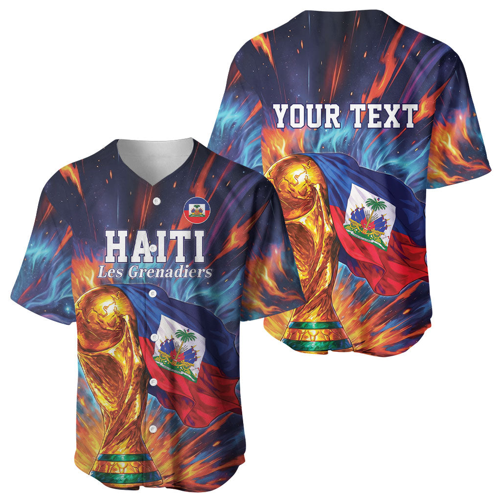Personalized World Football 2026 Afro Haiti Baseball Jersey Les Grenadiers Trophy Flag Art