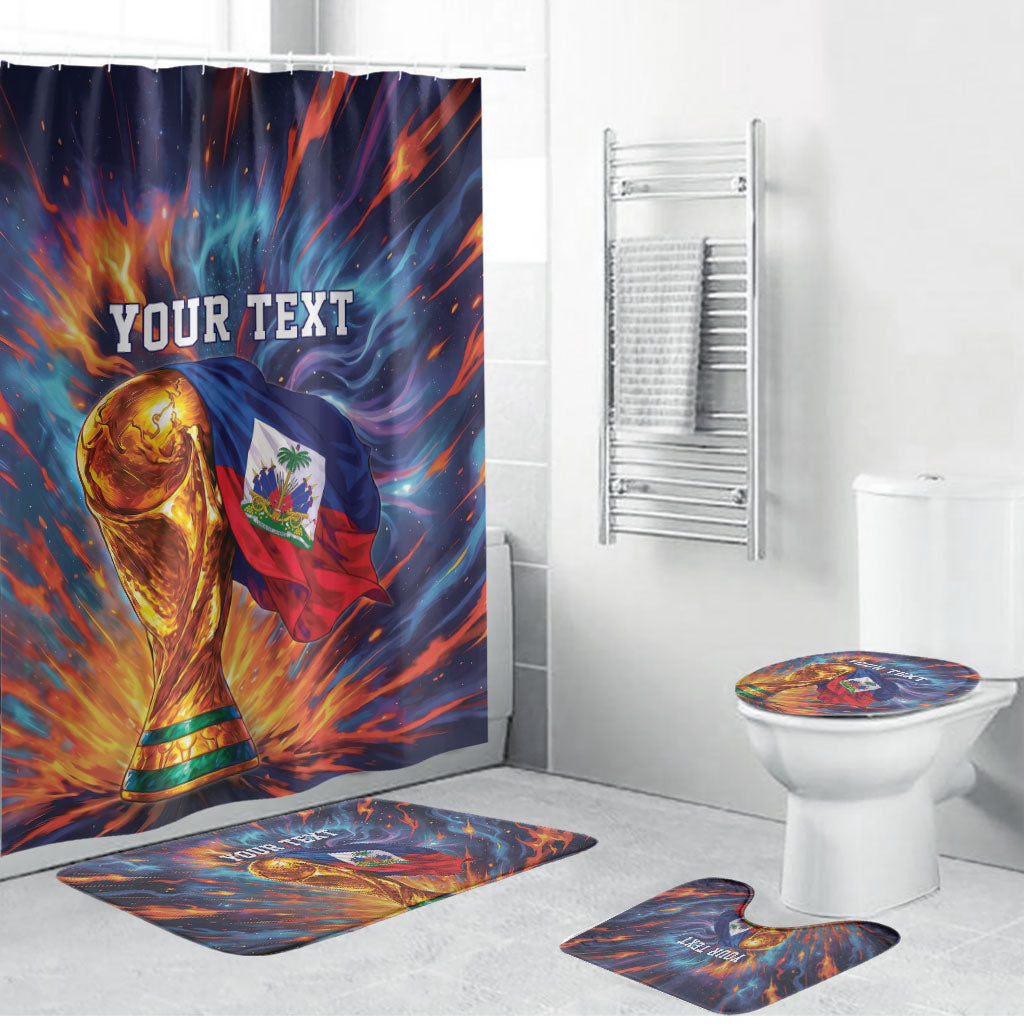 Personalized World Football 2026 Afro Haiti Bathroom Set Les Grenadiers Trophy Flag Art