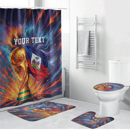 Personalized World Football 2026 Afro Haiti Bathroom Set Les Grenadiers Trophy Flag Art