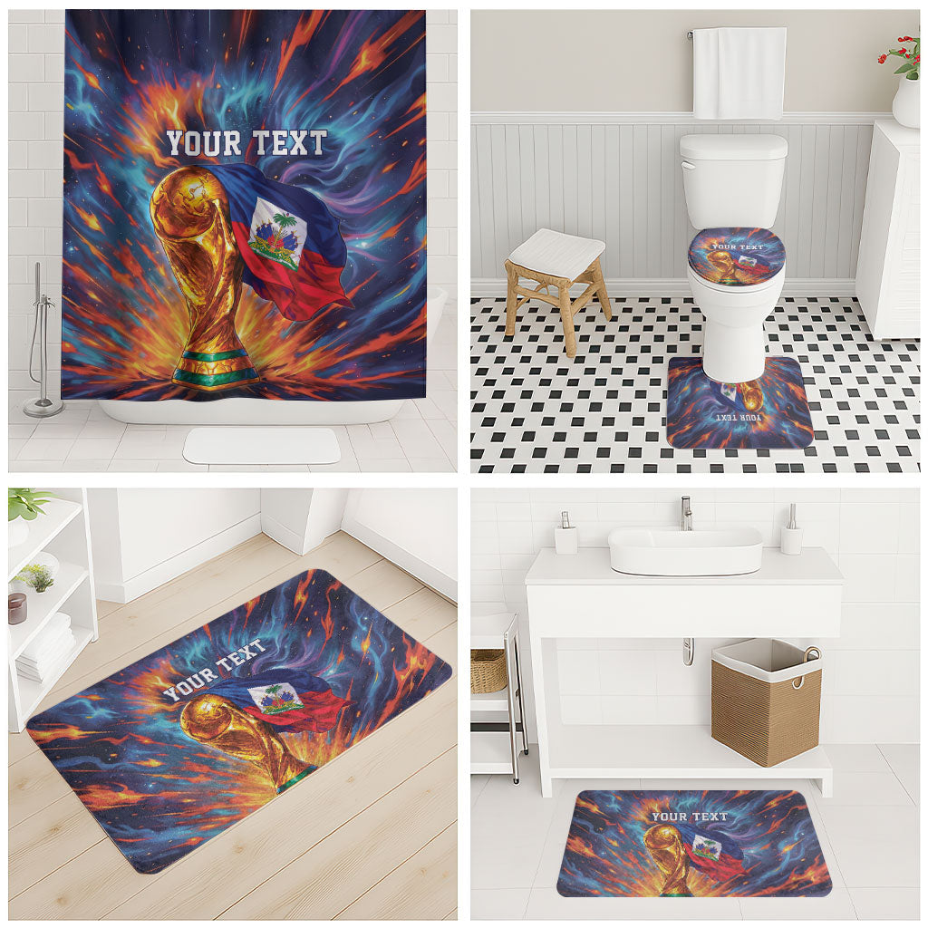 Personalized World Football 2026 Afro Haiti Bathroom Set Les Grenadiers Trophy Flag Art