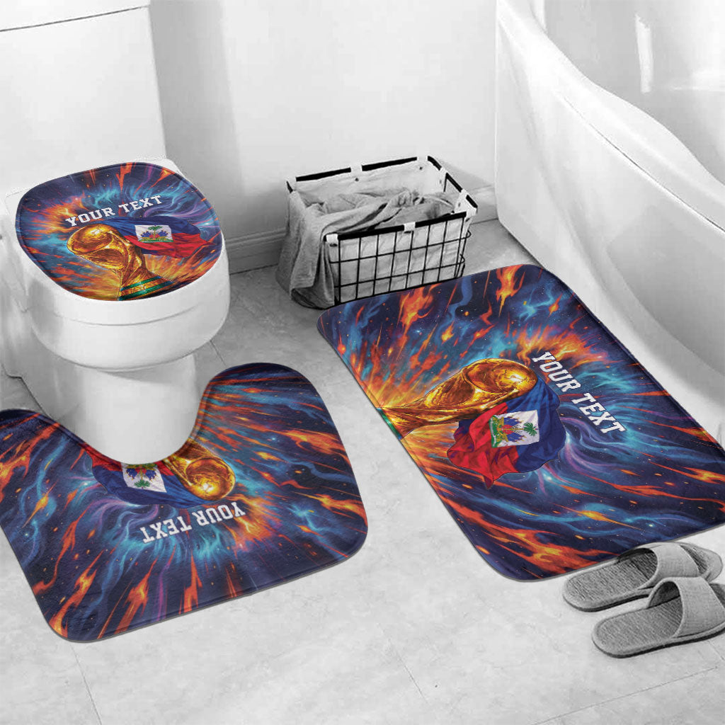 Personalized World Football 2026 Afro Haiti Bathroom Set Les Grenadiers Trophy Flag Art
