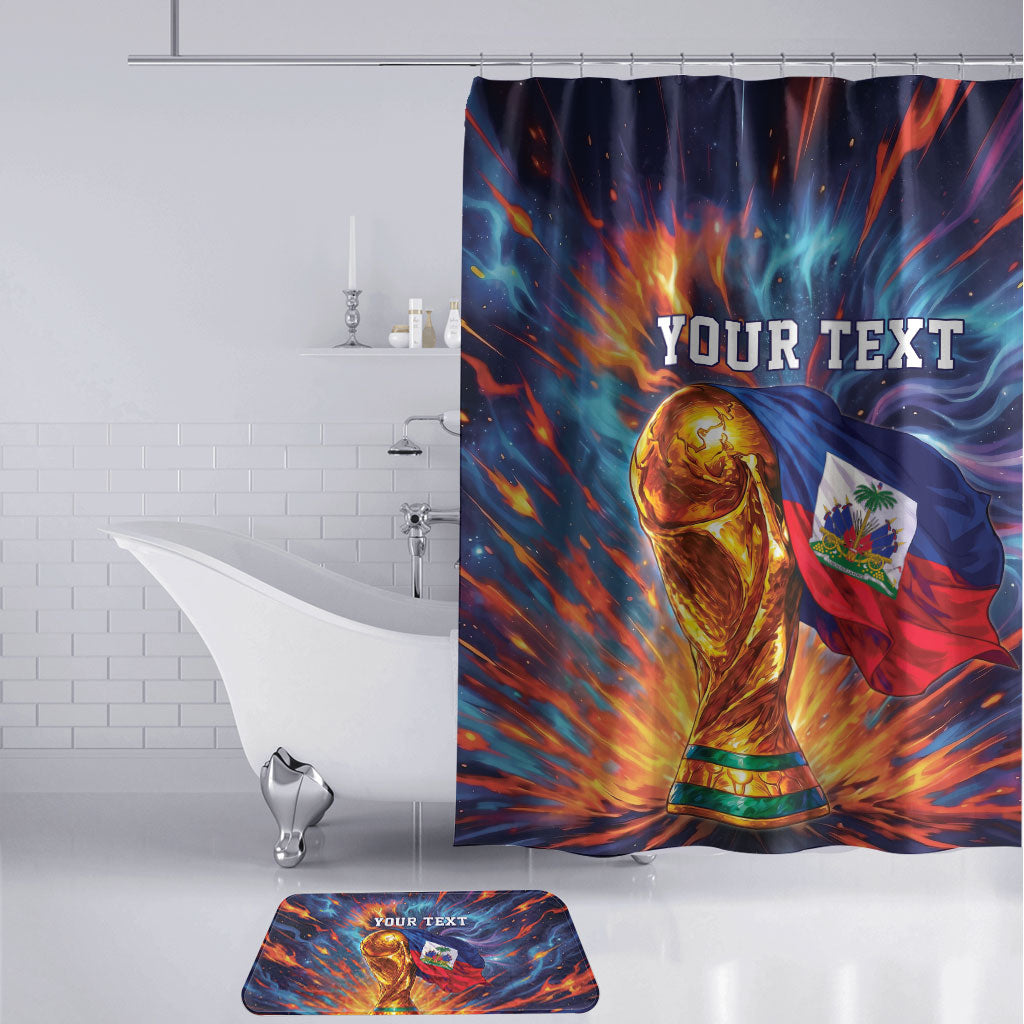Personalized World Football 2026 Afro Haiti Bathroom Set Les Grenadiers Trophy Flag Art