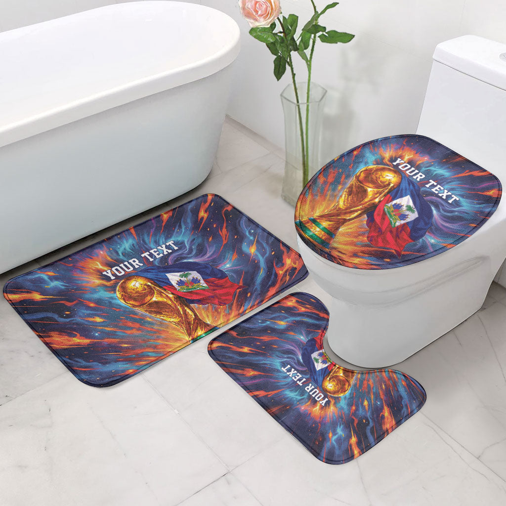 Personalized World Football 2026 Afro Haiti Bathroom Set Les Grenadiers Trophy Flag Art