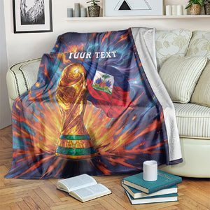 Personalized World Football 2026 Afro Haiti Blanket Les Grenadiers Trophy Flag Art