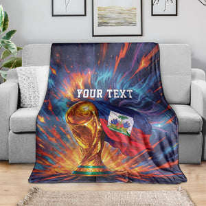 Personalized World Football 2026 Afro Haiti Blanket Les Grenadiers Trophy Flag Art