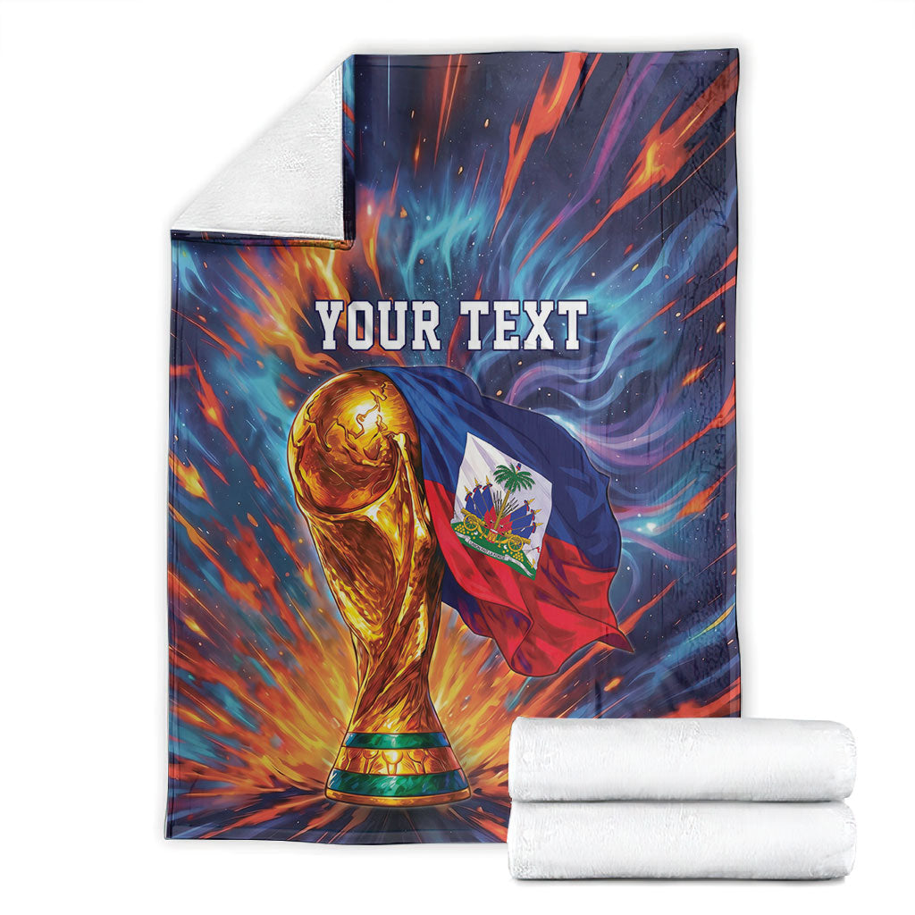 Personalized World Football 2026 Afro Haiti Blanket Les Grenadiers Trophy Flag Art