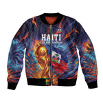 Personalized World Football 2026 Afro Haiti Bomber Jacket Les Grenadiers Trophy Flag Art