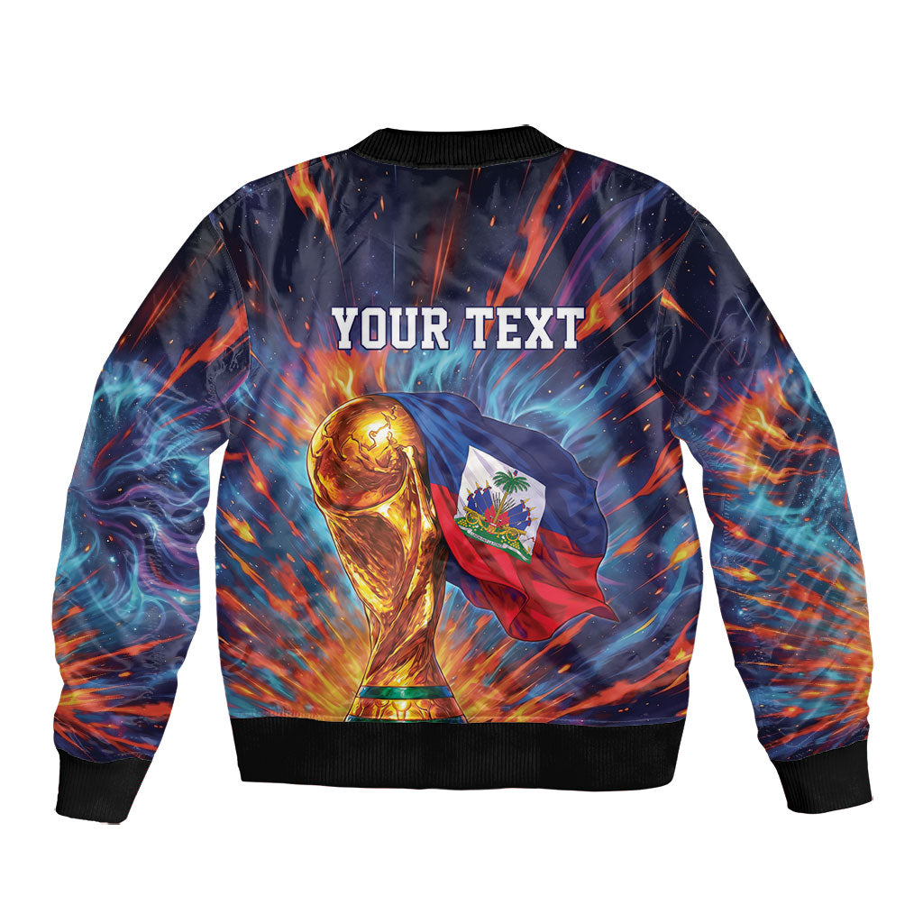 Personalized World Football 2026 Afro Haiti Bomber Jacket Les Grenadiers Trophy Flag Art