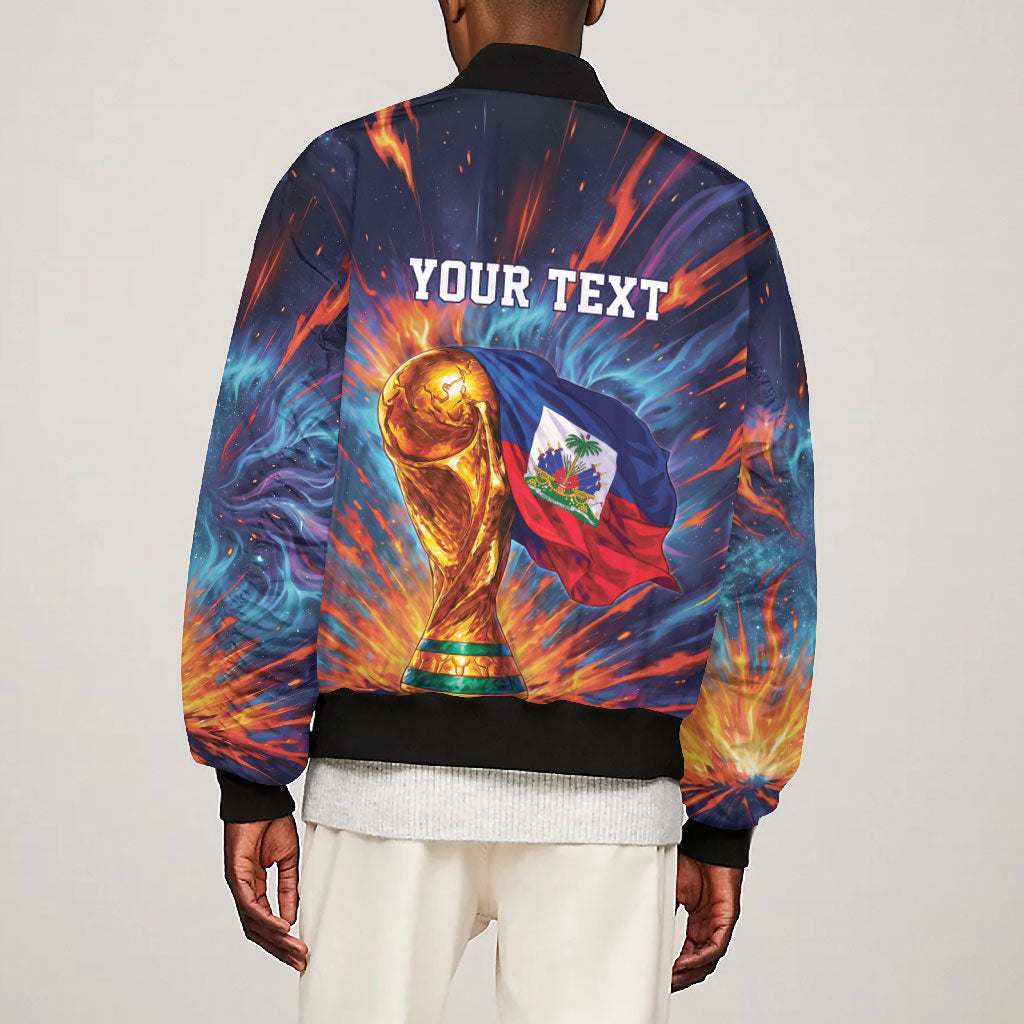 Personalized World Football 2026 Afro Haiti Bomber Jacket Les Grenadiers Trophy Flag Art