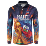 Personalized World Football 2026 Afro Haiti Button Sweatshirt Les Grenadiers Trophy Flag Art