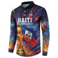 Personalized World Football 2026 Afro Haiti Button Sweatshirt Les Grenadiers Trophy Flag Art