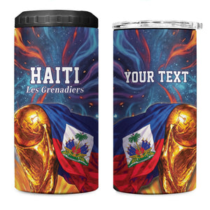 Personalized World Football 2026 Afro Haiti 4 in 1 Can Cooler Tumbler Les Grenadiers Trophy Flag Art