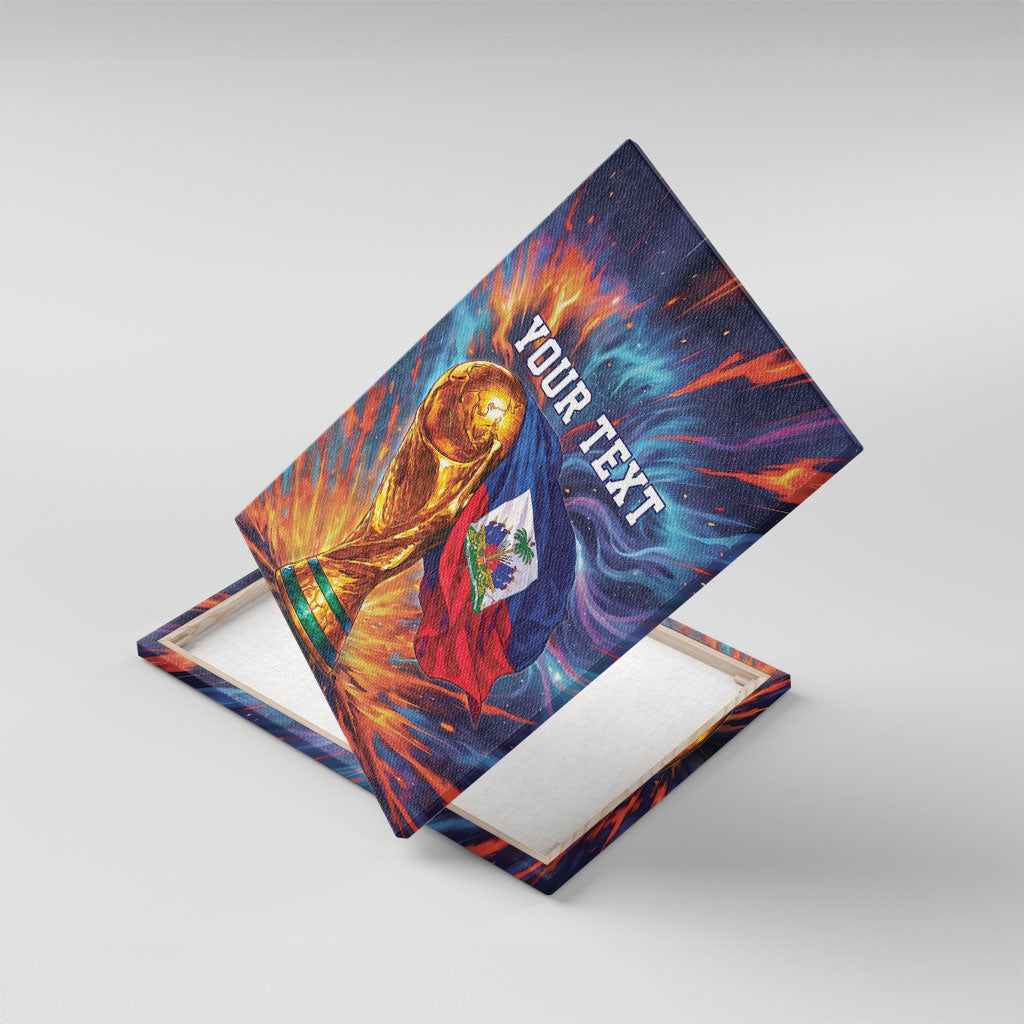 Personalized World Football 2026 Afro Haiti Canvas Wall Art Les Grenadiers Trophy Flag Art