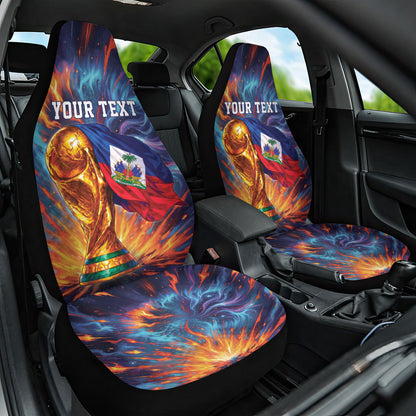 Personalized World Football 2026 Afro Haiti Car Seat Cover Les Grenadiers Trophy Flag Art