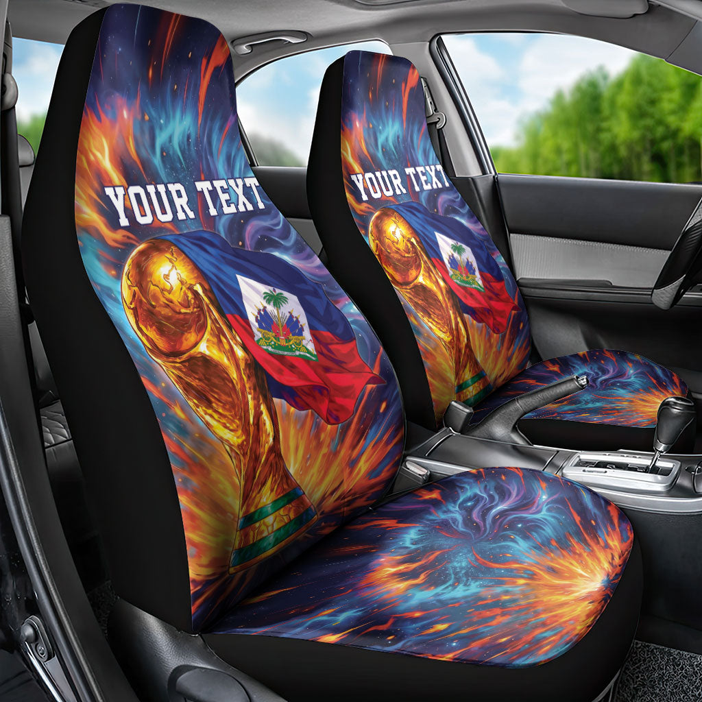 Personalized World Football 2026 Afro Haiti Car Seat Cover Les Grenadiers Trophy Flag Art