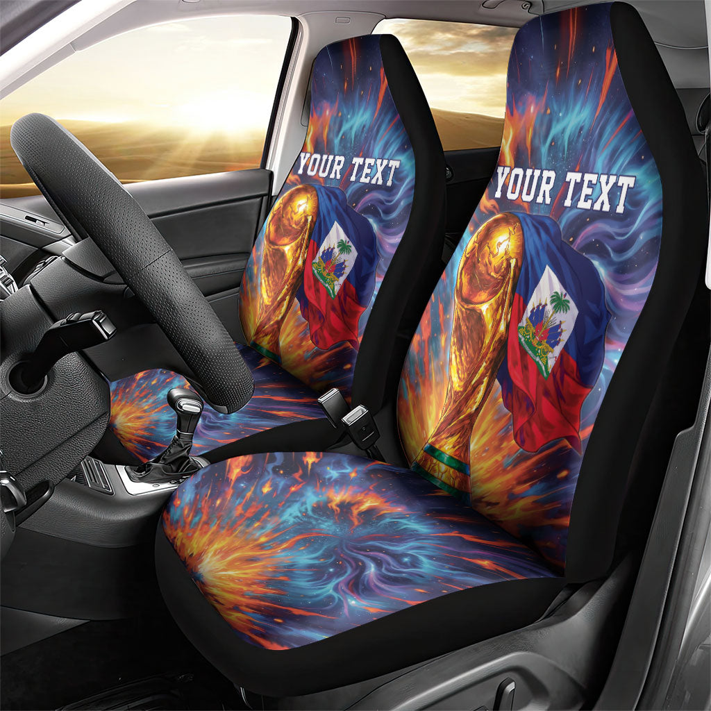 Personalized World Football 2026 Afro Haiti Car Seat Cover Les Grenadiers Trophy Flag Art