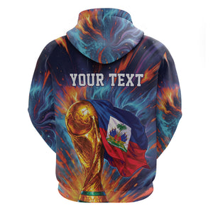 Personalized World Football 2026 Afro Haiti Hoodie Les Grenadiers Trophy Flag Art