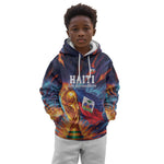 Personalized World Football 2026 Afro Haiti Kid Hoodie Les Grenadiers Trophy Flag Art