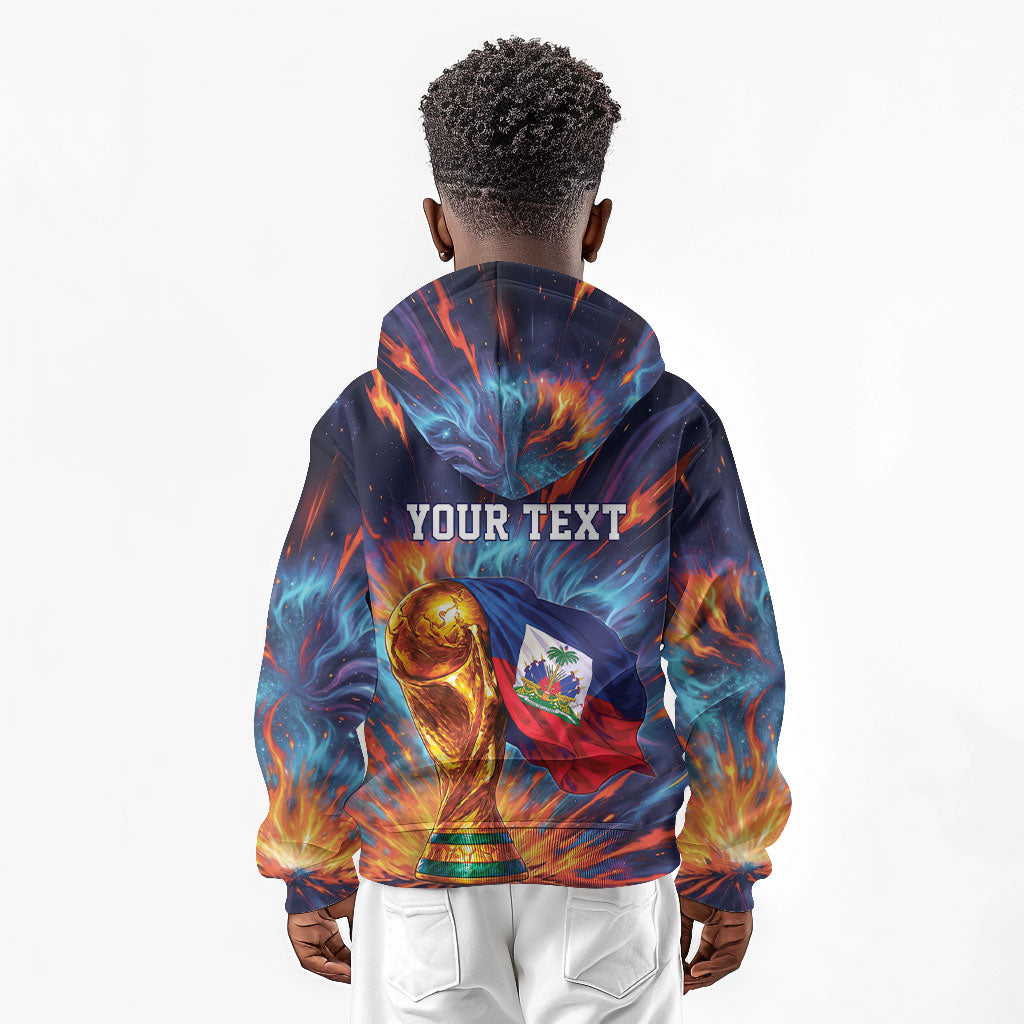 Personalized World Football 2026 Afro Haiti Kid Hoodie Les Grenadiers Trophy Flag Art