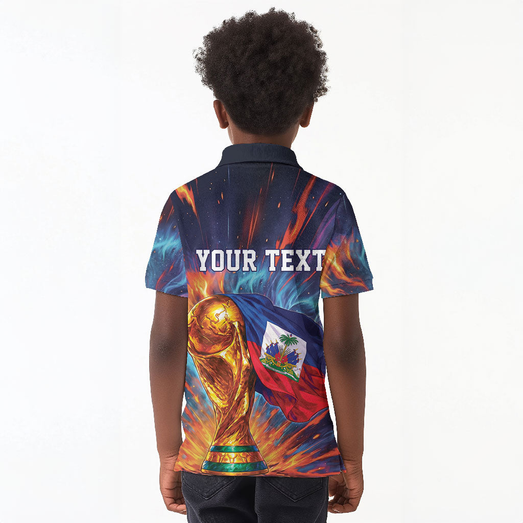 Personalized World Football 2026 Afro Haiti Kid Polo Shirt Les Grenadiers Trophy Flag Art
