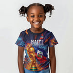 Personalized World Football 2026 Afro Haiti Kid T shirt Les Grenadiers Trophy Flag Art