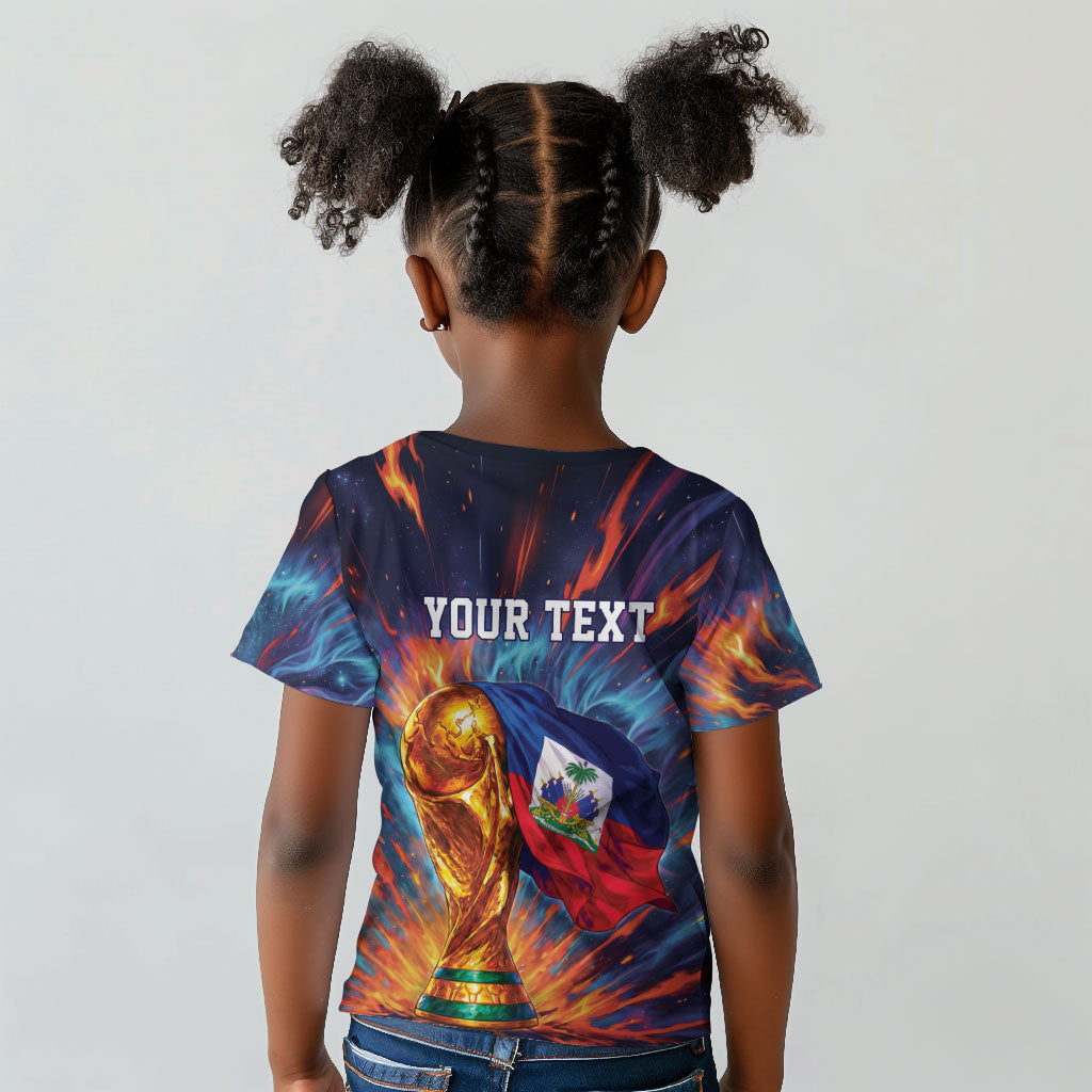 Personalized World Football 2026 Afro Haiti Kid T shirt Les Grenadiers Trophy Flag Art