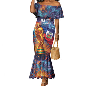 Personalized World Football 2026 Afro Haiti Mermaid Dress Les Grenadiers Trophy Flag Art